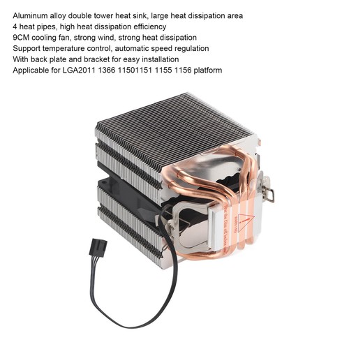 4 Heat Pipe CPU Heat Sink For LGA2011 1366 11501151 1155 1156 Platform Coolin FY - Afbeelding 11 van 14