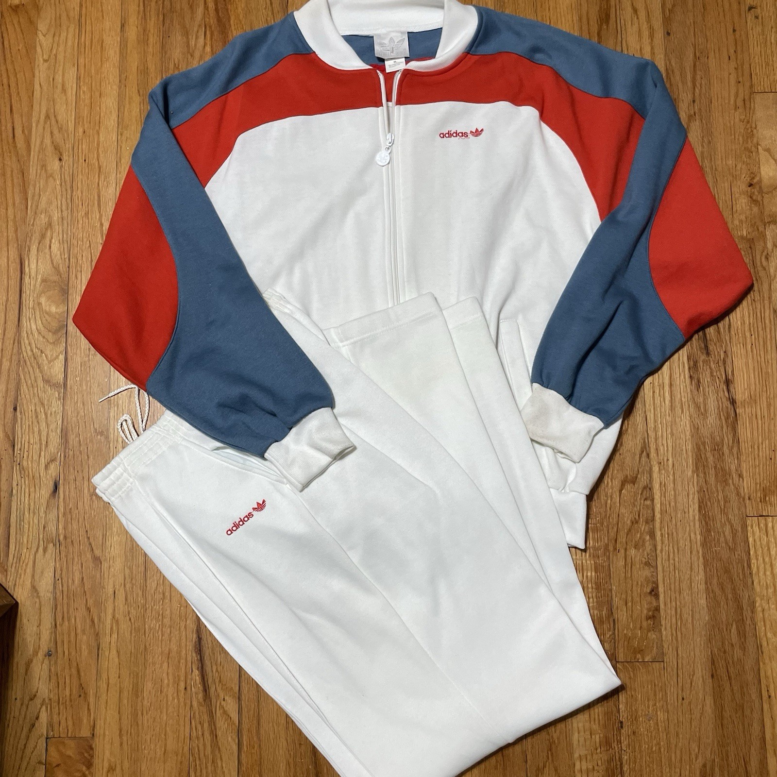 Adidas Two Piece Tracksuit Mens Large XL Blue Red Vintage 70s 80s Retro Rare