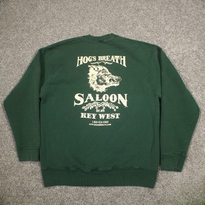 90s Hogs Breath Key West Saloon Sweatshirt Mens L Green Fruit of the Loom USA