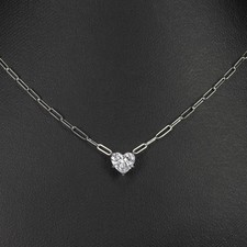 0.70ct GIA CERTIFIED HEART SHAPE CUT DIAMOND NECKLACE PENDANT 14k WHITE GOLD