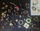 Vintage Costume Jewelry Lot Rhinestone Brooches Bracelets Necklaces Wear Repair