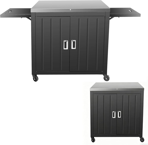 Gftime Grillwagen, Outdoor Grillschrank Mit Edelstahl-Arbeitsplatte, Grilltisch-image