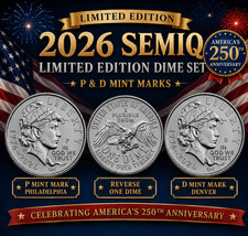 1776 - 2026 Emerging Liberty Dime P&D Set of 2 Dual Date Semiquincentennial