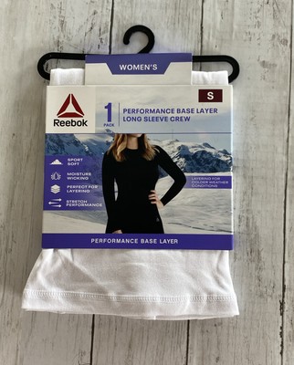 Reebok Women's Performance Base Layer Long Sleeve Crew Top White Size Small