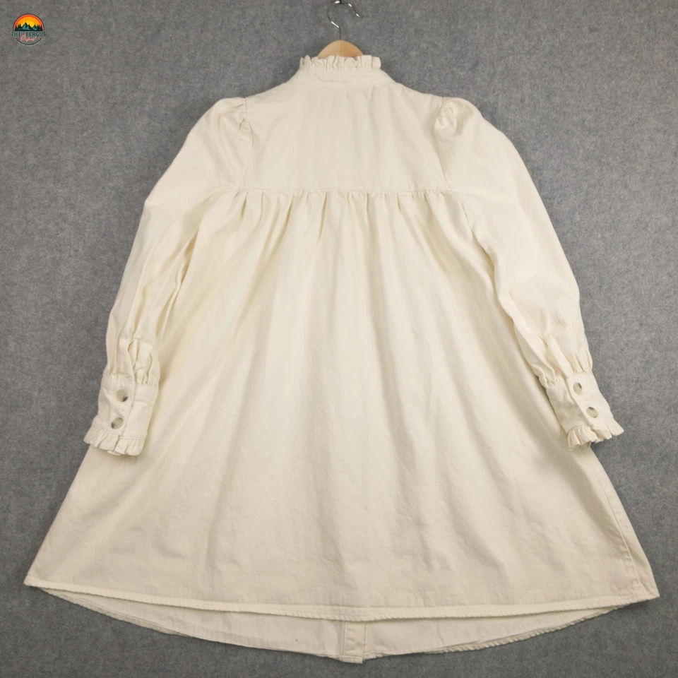 Asos Design Shirt Dress Ivory Cotton Long Sleeve Cottage Maternity Womens Size 2 - Image 2 of 4