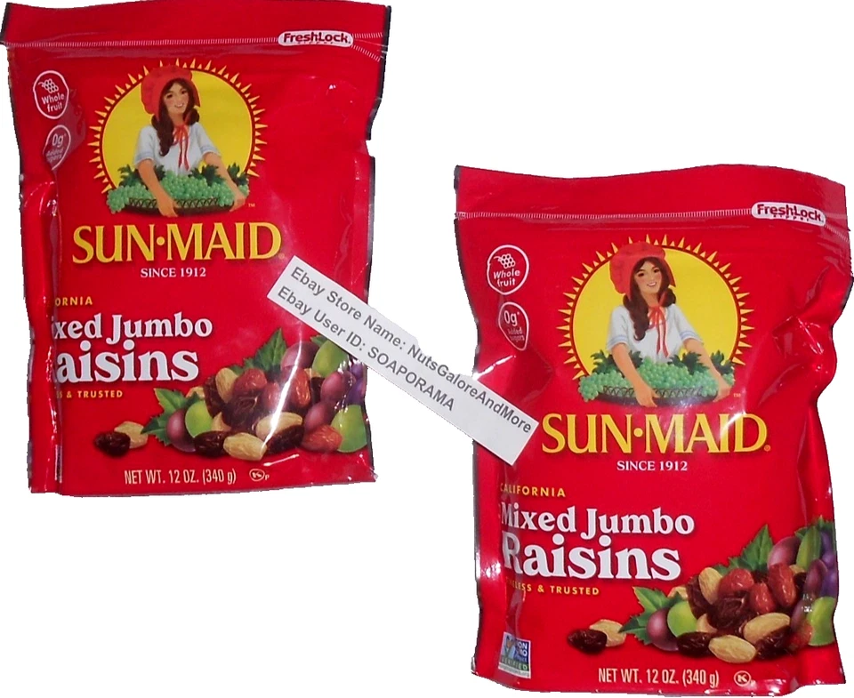 Sun-Maid Jumbo Raisins 1 Lot 2-12 oz (340 g) NON GMO - Image 3 of 4