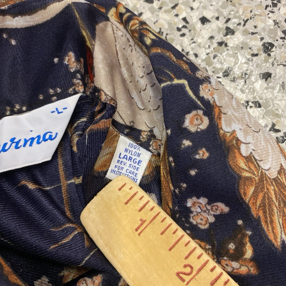 Vintage Burma Bibas Shirt Mens Large Long Sleeve Floral Art Colorful Button - Image 3 of 4