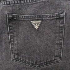 Guess Vintage Made In USA Black Button Fly High Rise Denim Jean Shorts Size 30