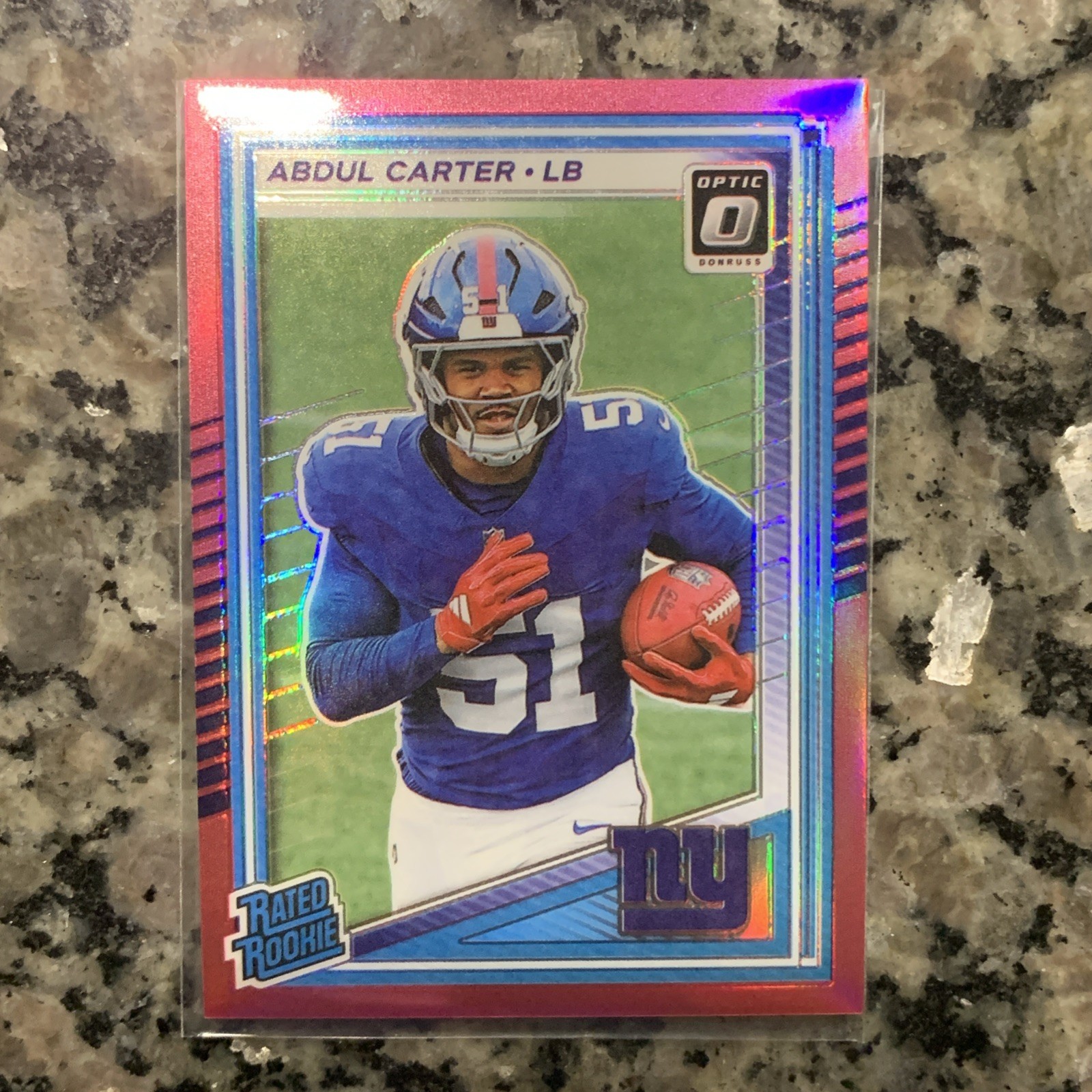 Abdul Carter 2025 Panini Donruss Optic #300 Rated Rookie Pink Prizm RC Giants