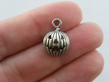 12 Halloween pumpkin jack o lantern charms tibetan silver HC178