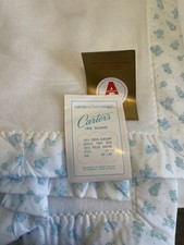 Vintage Carter's Blue Bunny Baby Blanket Thermal Acrylic Nylon Trim Deadstock