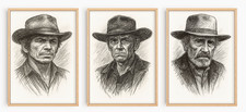 ÉRASE UNA VEZ EN EL OESTE CONJUNTO DE 3 IMPRESIONES DE BOCETOS DE DIBUJO 8" X 10"