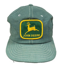 Vintage John Deere Louisville MFG Trucker Hat Cap Green Denim 80s Made USA RARE