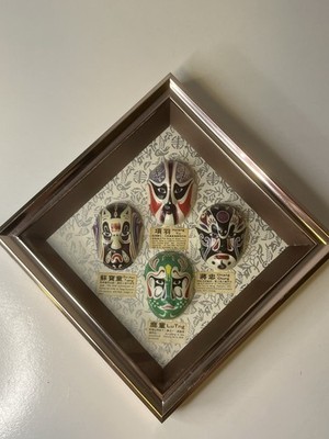 Vintage Chinese Opera Mini Masks Framed Types of Facial in Make-up Picture