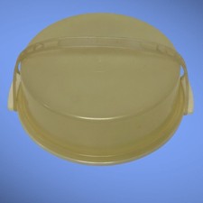 Vintage Tupperware 719-2 Harvest Gold 11  Cake Pie Carrier With Lid And Handle