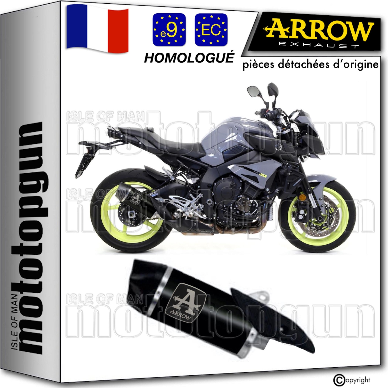 Pot Arrow Indy-Race noir pour Yamaha MT10 2017
