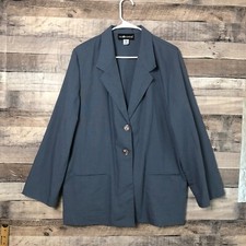 Sag Harbor Women's Sz 14 Polyester Blend 2-button Blazer Jacket Gray Blue
