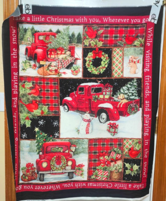 Christmas Red Truck Collage Panel by Springs Creative  LAST PANEL LEFT ON BOLT