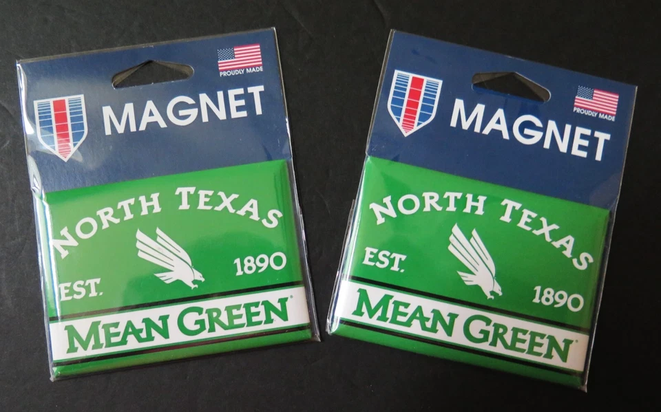 DOIS (2) ÍMÃS DE METAL VERDE MÉDIO NORTE DO TEXAS, 2,5" X 3,5" DA WINCRAFT - Imagem 2 de 2