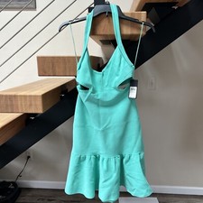 Guess Sweater Mirage Cut Out Bandage Green Pop Dress NWT $138 Large #142