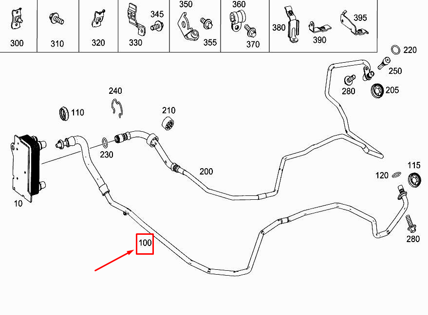 MERCEDES-BENZ S W222 Left Transmission Oil Line A2222703803