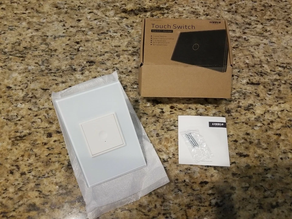 Interruptor de luz táctil de pared con panel de vidrio táctil estándar Livolo EE. UU. blanco *NUEVO* Foto 4 de 4