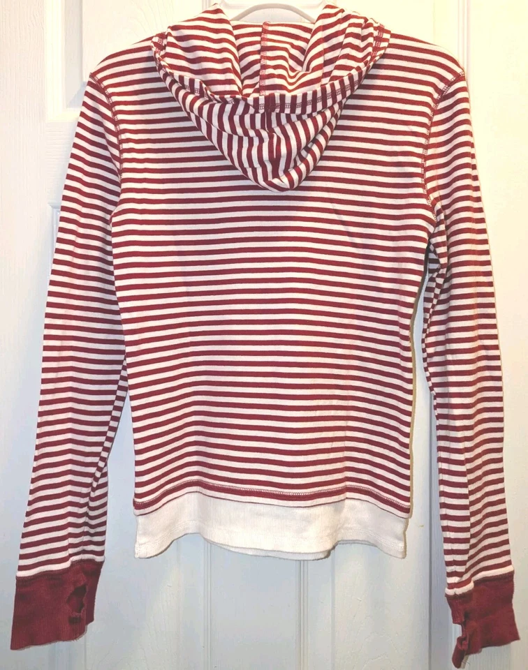 Justice Hooded Pullover Girl XXL Red Long Sleeve Stripe Snowman Appliq Christmas - Image 2 of 4