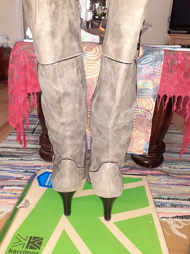 Botas hasta la rodilla de cuero marrón suave para mujer usadas.Talla UK5.5. US7.5 3" Tacones Cremallera - Imagen 6 de 11