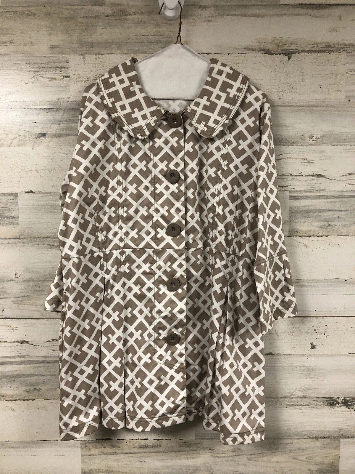 OFF WHITE Oh Gussie! Giacca manica a campana stampa reticolo taglia XXL retrò boho designer cotone