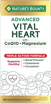 Natures Bounty Advanced Vital Heart  With CoQ10 +Magnesuim 60 Softgel 03/2026+