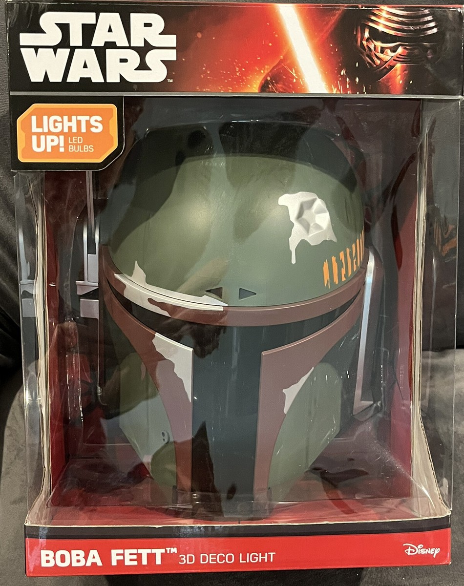 Star Wars Boba Fett Helmet Wall Deco LED lights New In Box