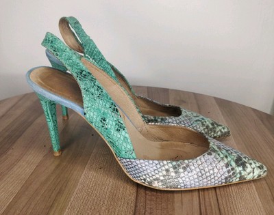 blue snakeskin heels