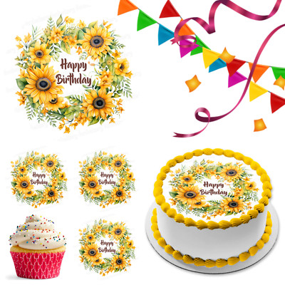 Sonnenblume Blume Tortenaufleger Party Deko essbar Geburtstag Feier Cupcake