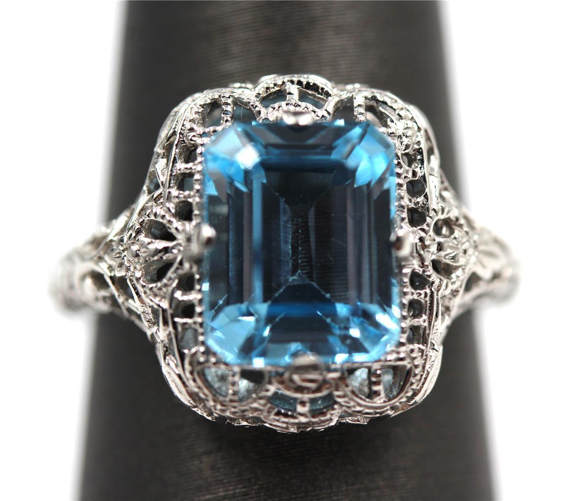 STUNNING AUTHENTIC 10K SOLID WHITE GOLD FILIGREE … - image 4