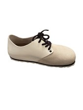 SCARPA SINISTRA Birkenstock unisex Maine mista pelle bianca vernice taglia 36
