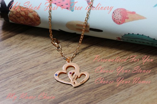 Personalised Double Heart Necklace Any 