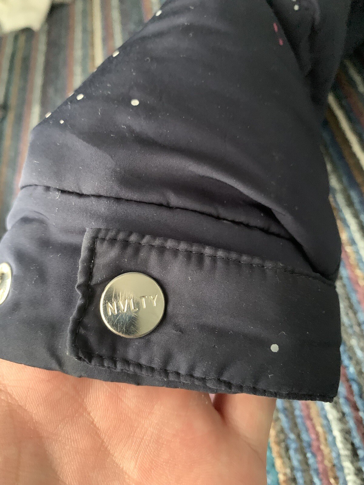 Nvlty Jacket Puffer Navy Blue Paint Splatter eBay