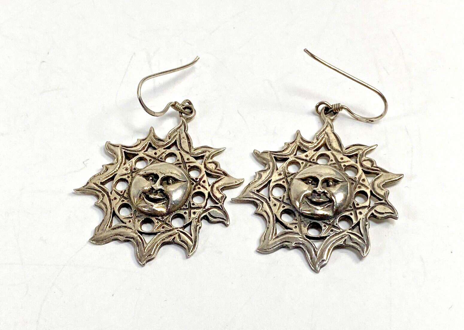 Pair Vintage Larger Size Solid Sterling Silver Su… - image 1