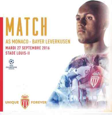 Football Programme Booklet 16/17 CL AS Monaco v Bayer 04 Leverkusen