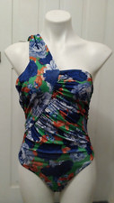 New ZARA Size Medium One Shoulder Bodysuit Stretch Floral Asymmetrical Multi