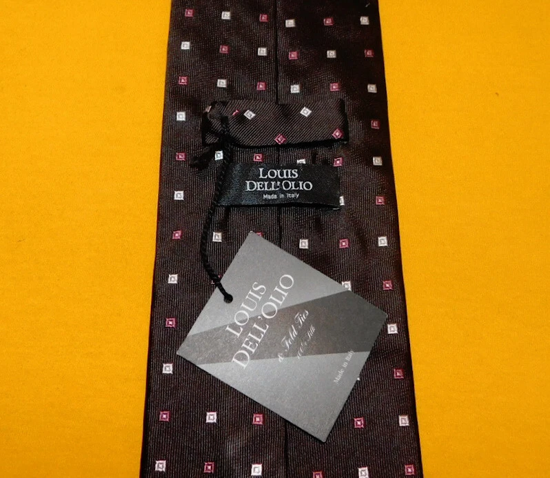 CORBATA CON MOTIVO DE LUNARES LOUIS DELL' OLIO HECHA EN ITALIA MARRÓN/BEIGE/AMARILLO - NUEVA CON ETIQUETAS - CORBATAS. Foto 3 de 3