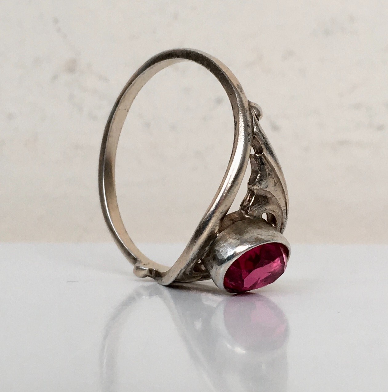 Ring №51 Vintage Soviet Red Ruby Ring Silver Ring… - image 9