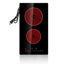 12" Built-in Electric Cooktop Radiant Ceramic Cooktop 2 Burners 110V 1800W