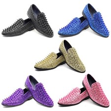 Men's Smoking Spike Glitter Dress Tuxedo Loafers Slip On Homecoming Prom Shoes