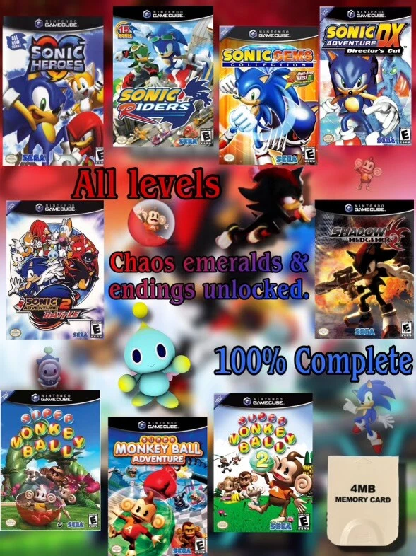 Tarjeta de memoria Shadow The Hedgehog Nintendo GameCube desbloqueada ahorra 100% completa Foto 2 de 4