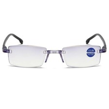 Mens Rectangular Rimless Blue Light Blocking Reading Glasses Unisex Readers