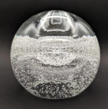 Vintage Round Art Glass Oil Lamp Paperweight Hand Made in Poland