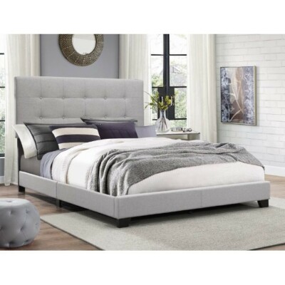 Crown Mark Florence Gray Panel Bed, Queen. Bed frame, modern style