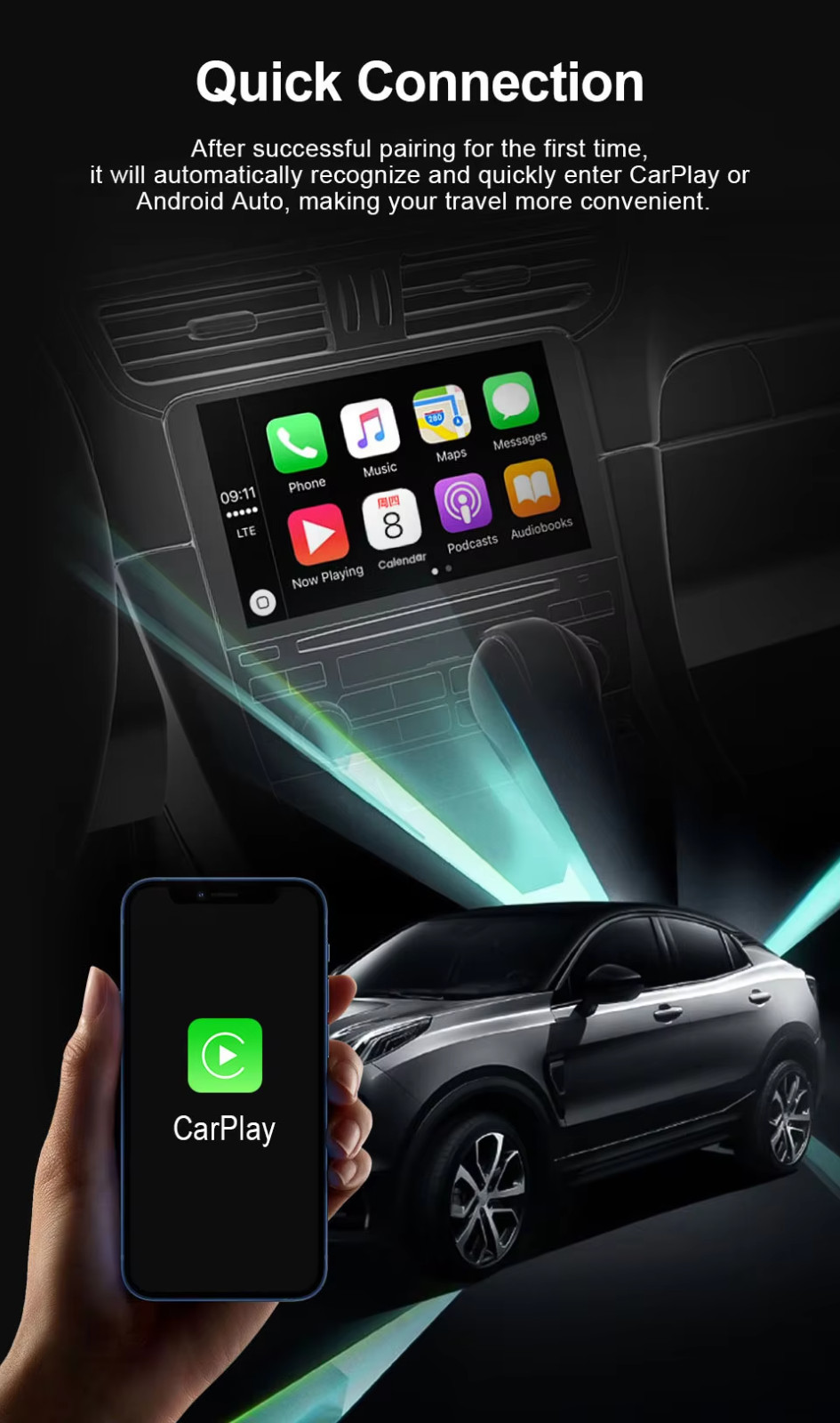 Adattatore Wireless Carplayadattatore Android Auto Wireless 2 in 1 Universale - Miniatura 6