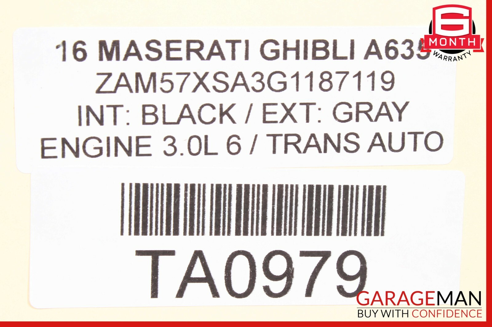 14-17 Maserati Ghibli Rear Right Side Complete Interior Door Panel Black OEM